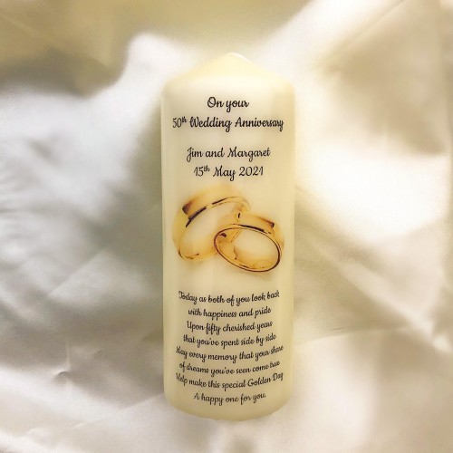 Golden 50th Wedding Anniversary Medium candle