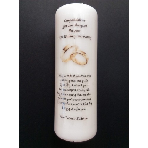 Golden 50th Wedding Anniversary Large candle