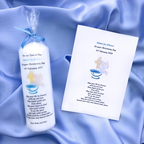 Dove Christening candle and card set