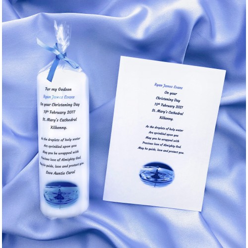 Christening candle and card set