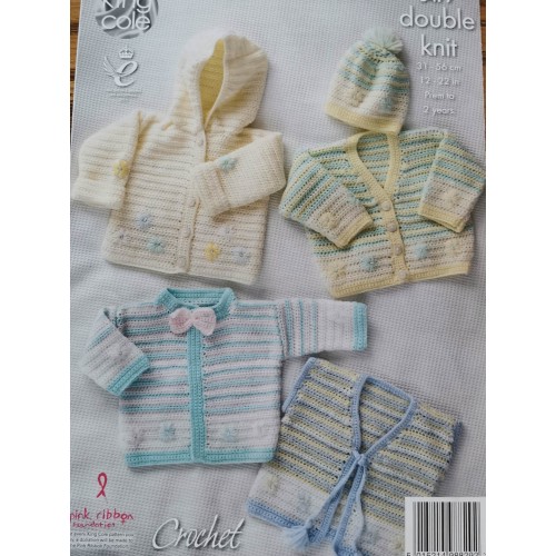 King Cole 3477 Crochet DK 5 pc baby pattern