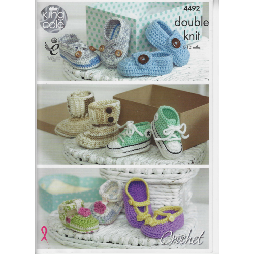 King Cole 4492 Crochet DK Baby shoes