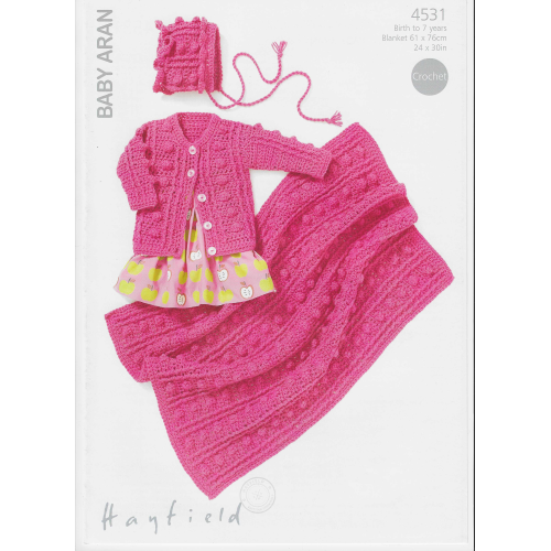 Hayfield 4531 Crochet Baby aran 3 pc set