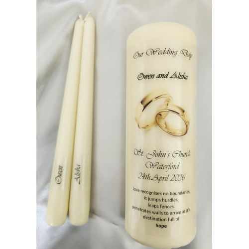 Gold wedding rings unity candle set Gold wedding rings unity candle set