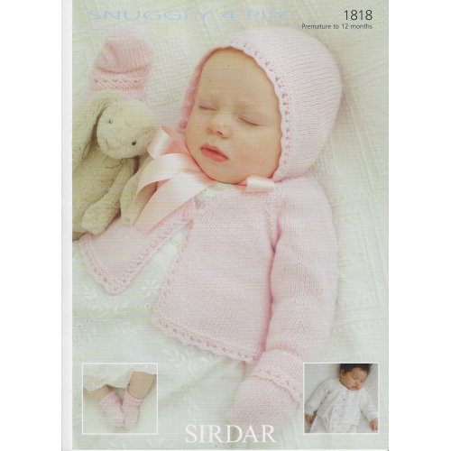 Sirdar 1818 4ply knitting pattern for 2 cardigans bonnet and bootees