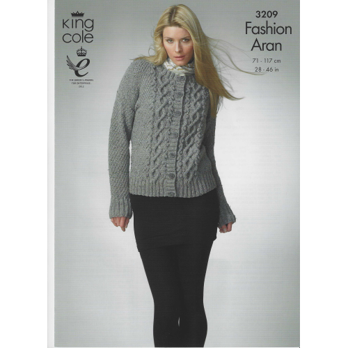 King Cole 3209 Aran knit jumper and cardigan
