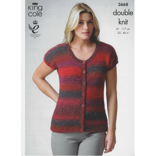 King Cole 3668 DK Short sleeved cardigan and top