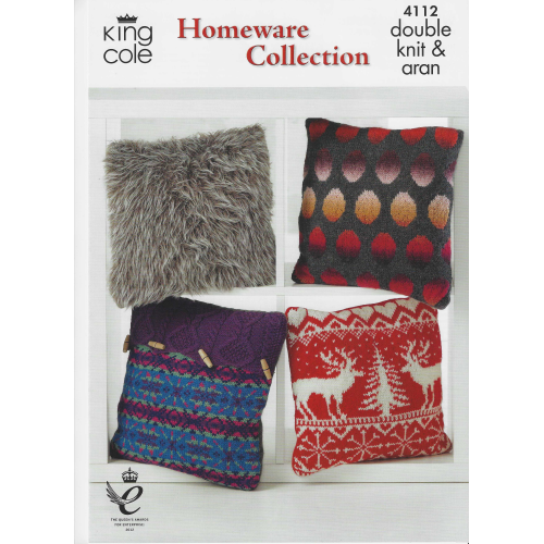 King Cole 4112 DK &Aran  4 cushion pattern