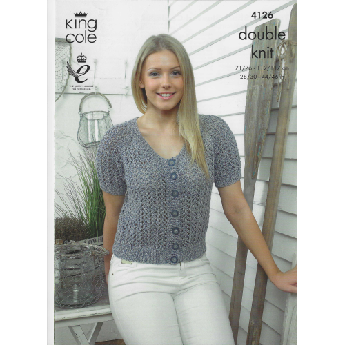 King Cole 4126 DK Short sleeved top and cardigan