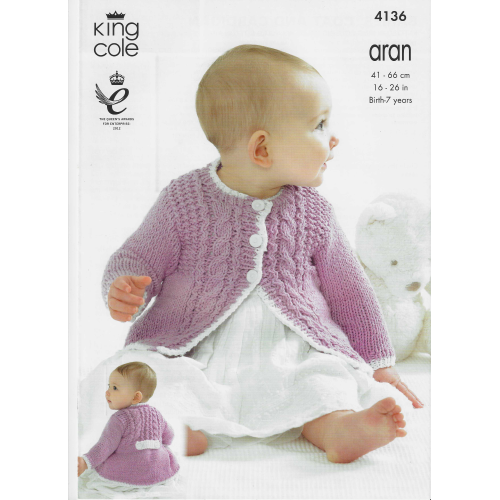 King Cole 4136 Aran coat and cardigan