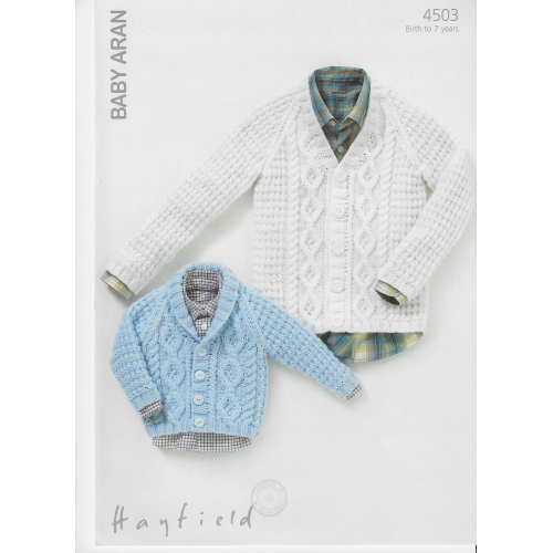 Hayfield 4503 Aran cardigans