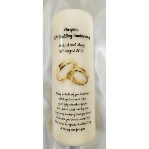 Golden 50th Wedding Anniversary Large candle Golden 50th Wedding Anniversary Large candle