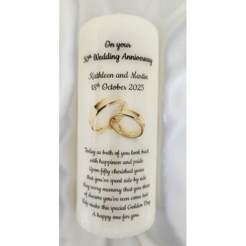 Golden 50th Wedding Anniversary Medium candle Golden 50th Wedding Anniversary Medium candle