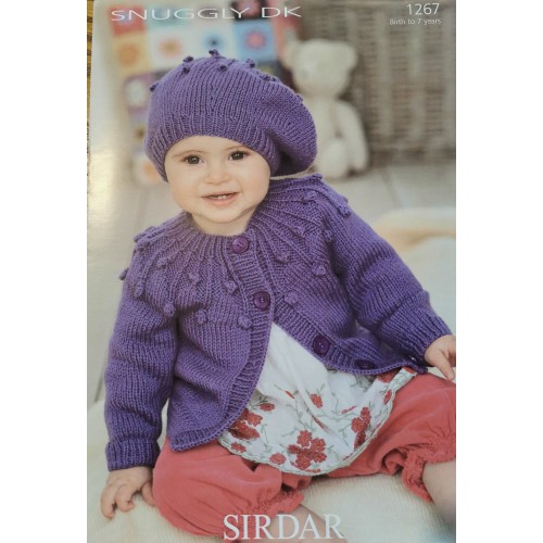 Sirdar 1267 DK childs cardigan and beret knitting pattern
