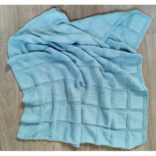 100% cotton Blue squares baby blanket