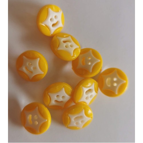 Deep yellow and white smiley face buttons #15