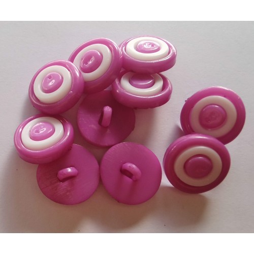 Magenta and white hoop buttons #23