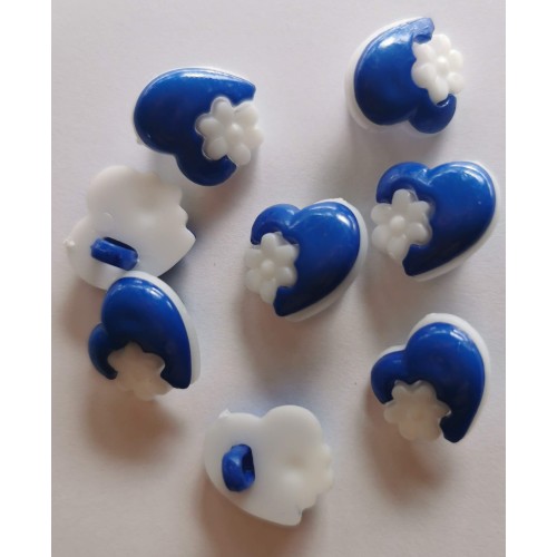 Blue and white heart shaped buttons #7