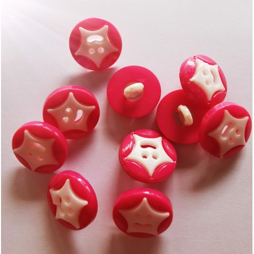 Cerise and white smiley face buttons #8