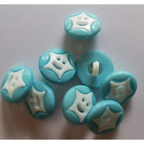 Teal and white smiley face buttons #9
