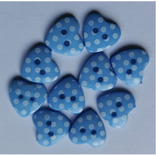Blue heart shaped with white polka dot buttons #45