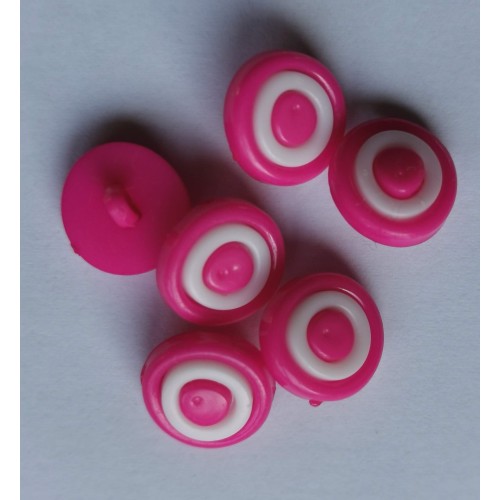 Cerise and white hoop buttons #54