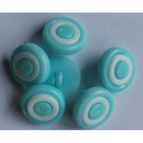 Teal and white hoop buttons #56