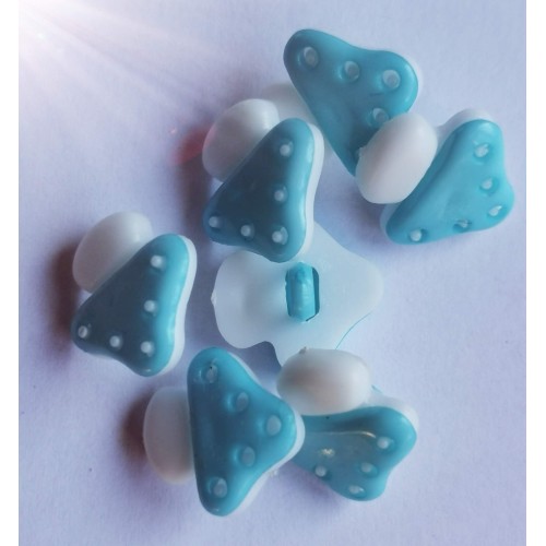 Teal and white mushroom buttons #60