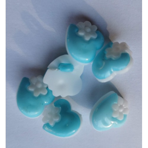 Teal and white heart and flower buttons #57