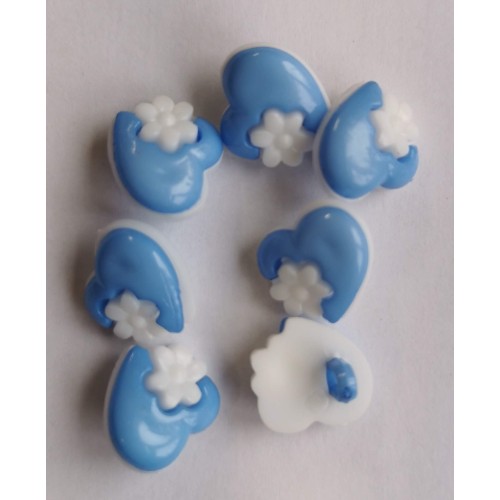 Blue heart and flower buttons #61