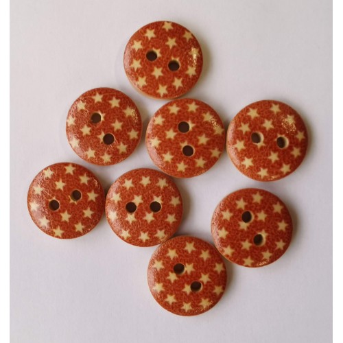 Brown button with star design #64
