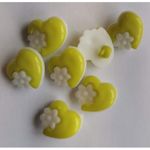 Lime green heart and flower buttons #68