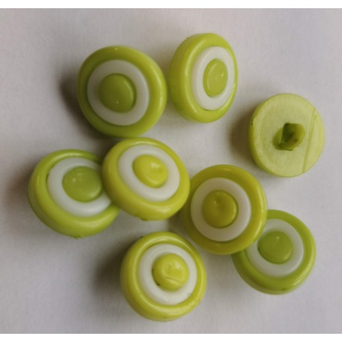 Lime green and white hoop buttons #69