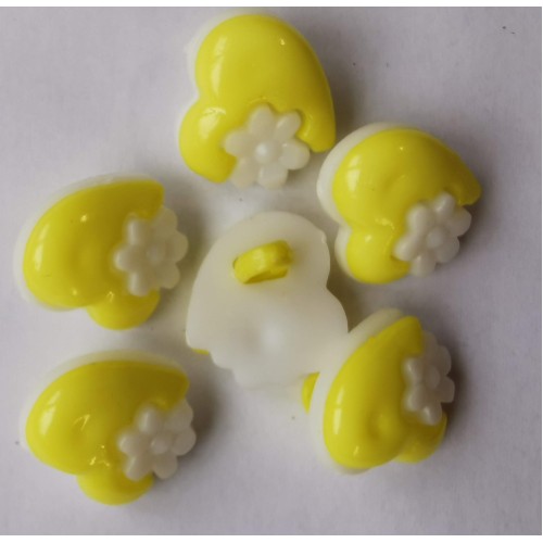 Yellow heart and flower buttons #76