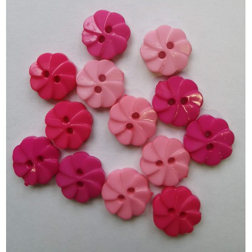 Pink mixed colour flower buttons. #87