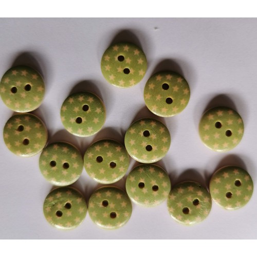 Green with star pattern round buttons #3