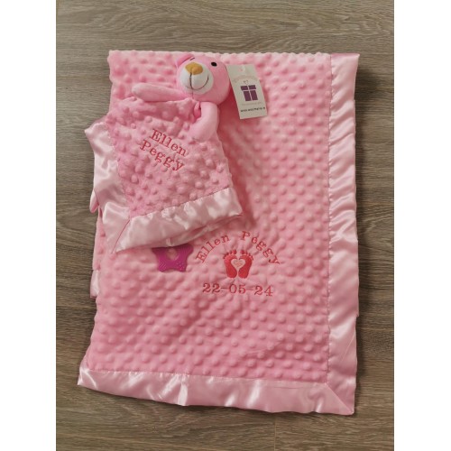 Dimple blanket and comforter set pink
