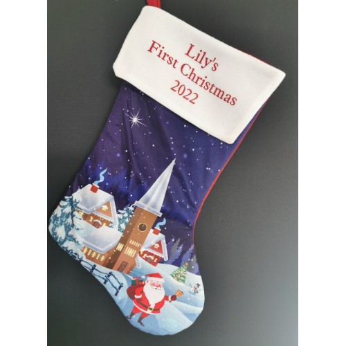 Christmas scene stocking