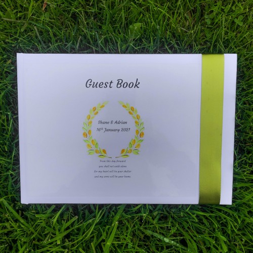 Olive branch wreath guest book