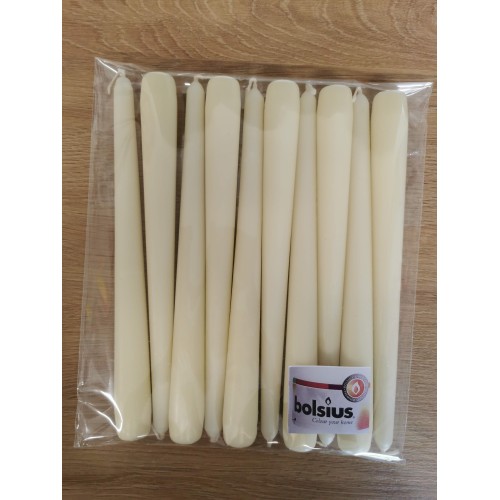 10 pack Ivory bolsius taper candles 
