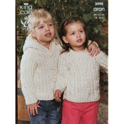 King Cole 3098 Aran knitting 3pc pattern