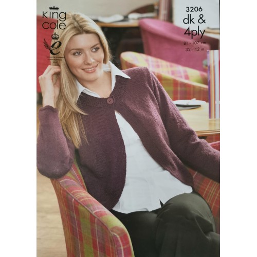 King Cole 3206 knitted bolero in DK & 4ply