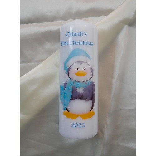 Baby's First Christmas Penguin Candle