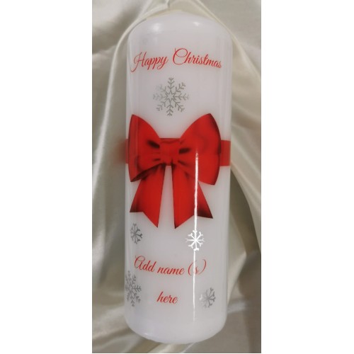 Red Bow Christmas Candle